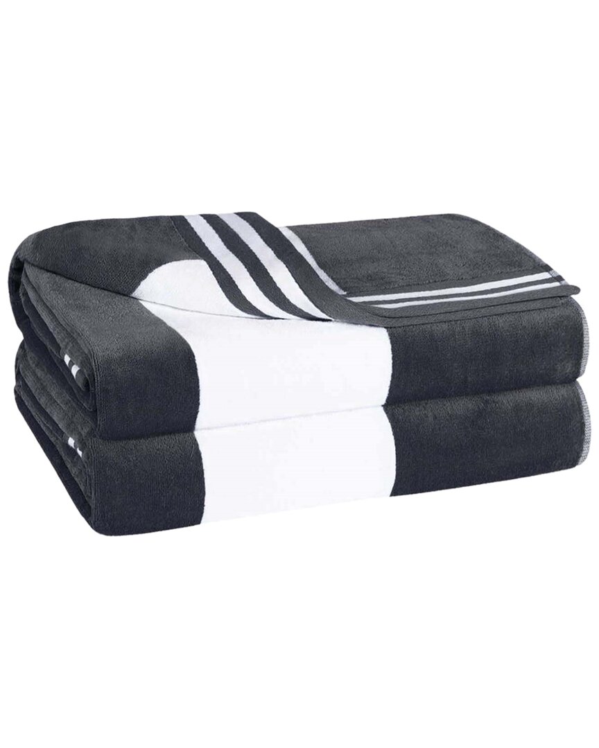 Superior Set Of 2 Cabana Stripe Oversized Cotton Beach Towels