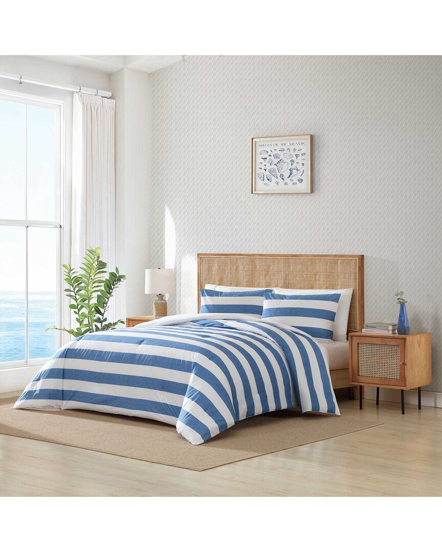 Tommy Bahama Awning Stripe Duvet Cover Set In Blue