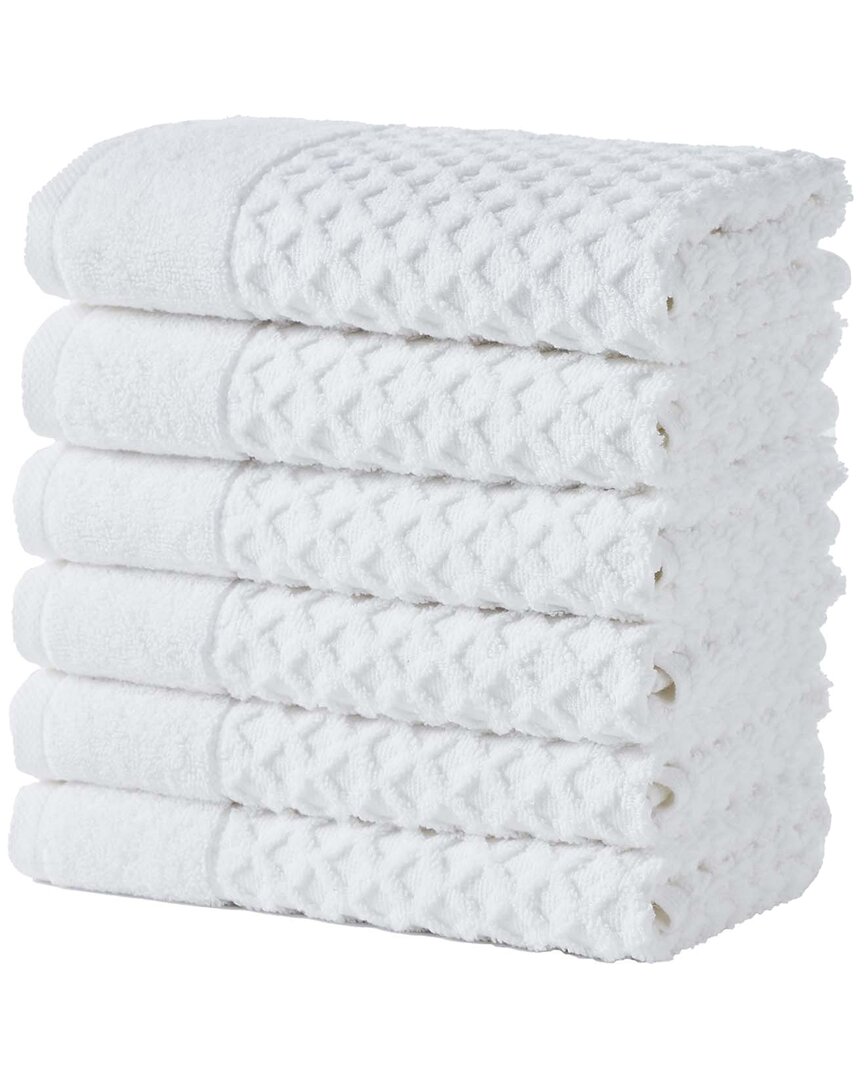 Linery & Co Cotton Diamond Waffle Texture Bath Towels In White