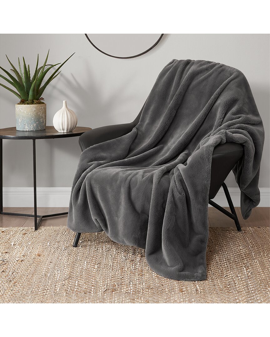 Lucky Brand Solid Fuzzy Throw Blanket