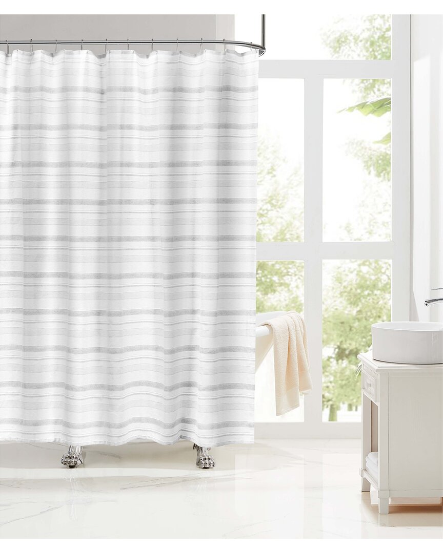 Shop Laura Ashley Rosamond Woven Stripe Shower Curtain