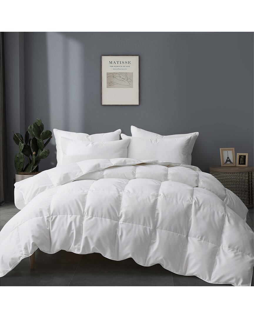Unikome 233 Thread Count Medium Weight Cotton Goose Feather Down Comforter Duvet Insert In White