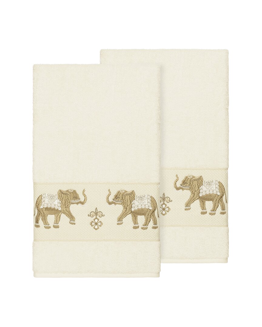 Linum Home Textiles Quinn Turkish Cotton 2pc Embellished Bath Towel Set