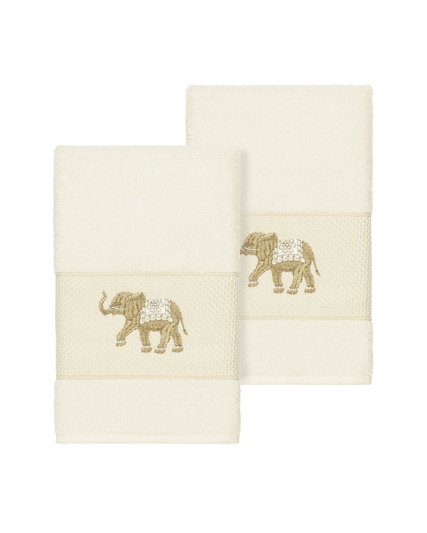 Linum Home Textiles Quinn Turkish Cotton 2pc Embellished Hand Towel Set