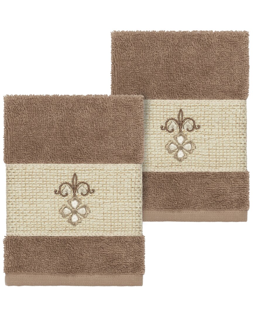 Linum Home Textiles Quinn Turkish Cotton 2pc Embellished Washcloth Set