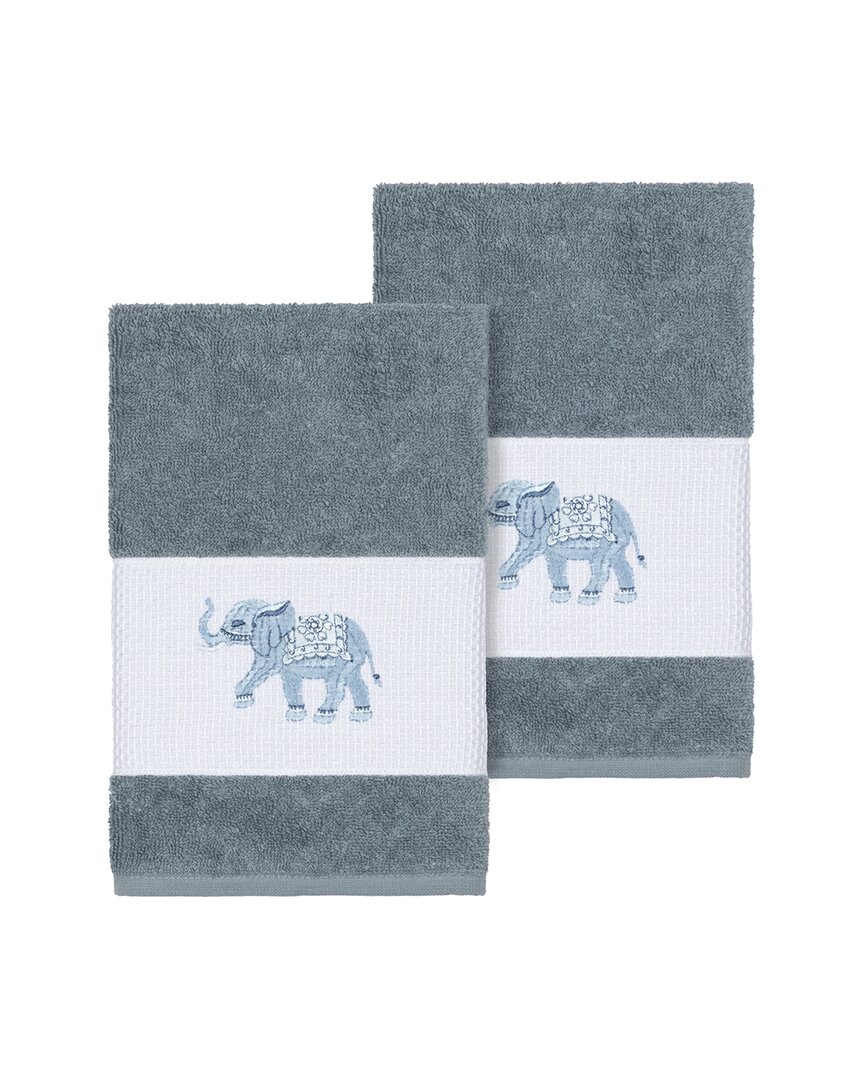 Linum Home Textiles Quinn Turkish Cotton 2pc Embellished Hand Towel Set