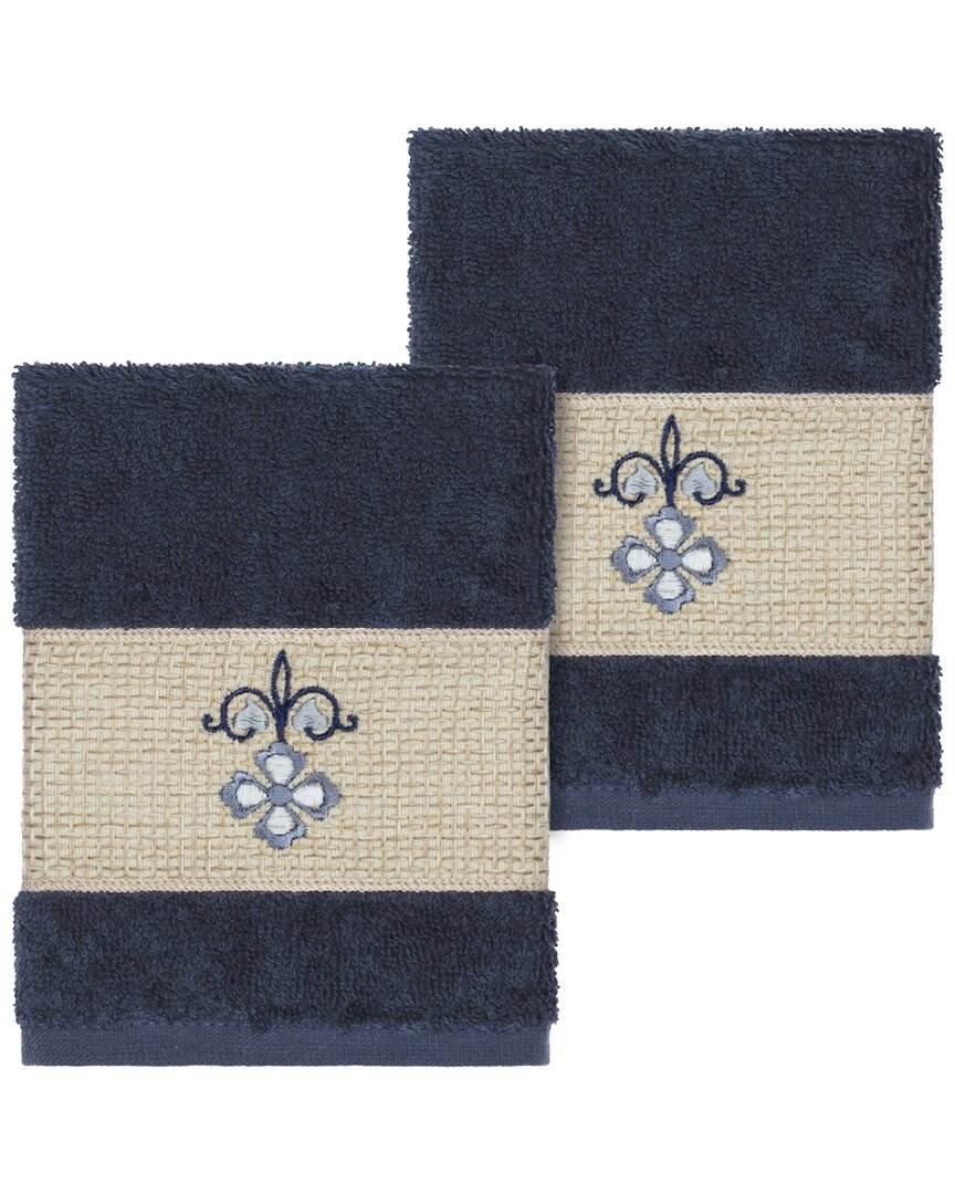 Linum Home Textiles Quinn Turkish Cotton 2pc Embellished Washcloth Set
