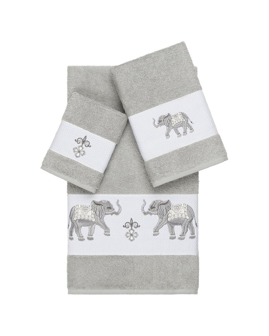 Linum Home Textiles Quinn Turkish Cotton 3pc Embellished Towel Set