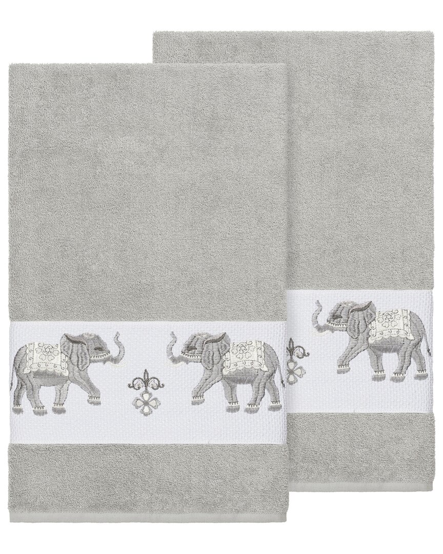 Linum Home Textiles Quinn Turkish Cotton 2pc Embellished Bath Towel Set