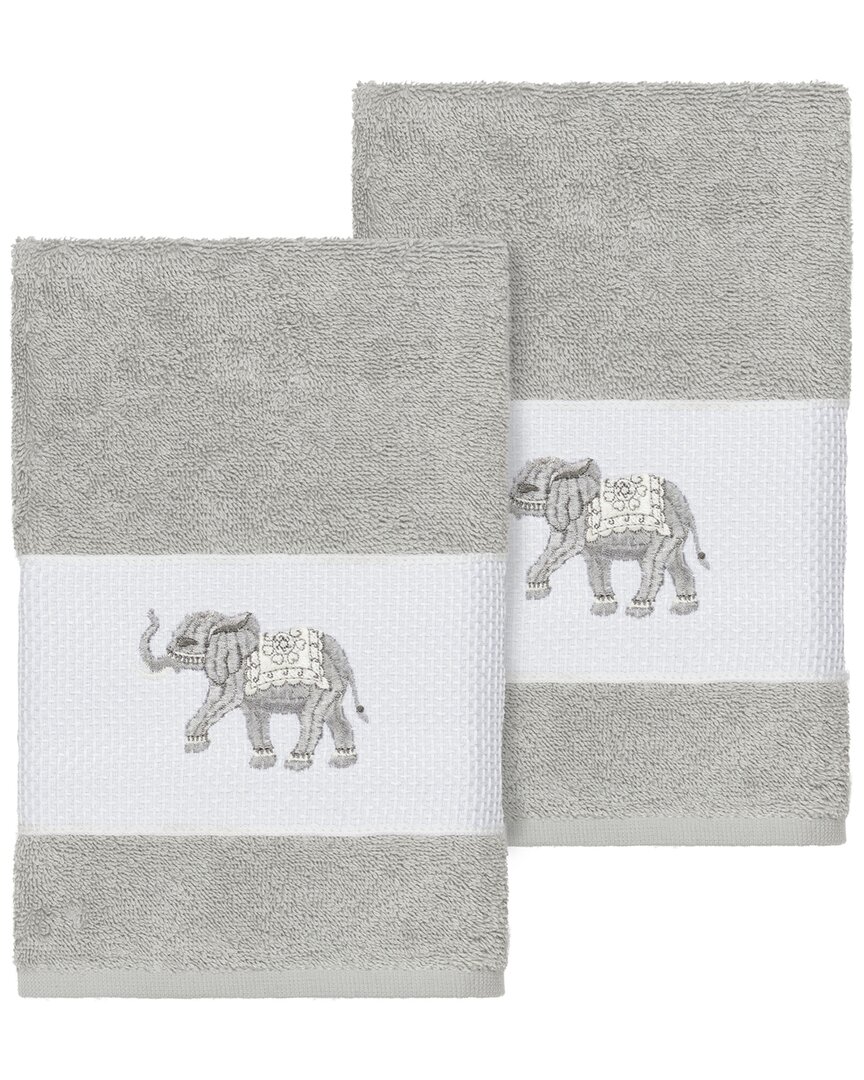 Linum Home Textiles Quinn Turkish Cotton 2pc Embellished Hand Towel Set