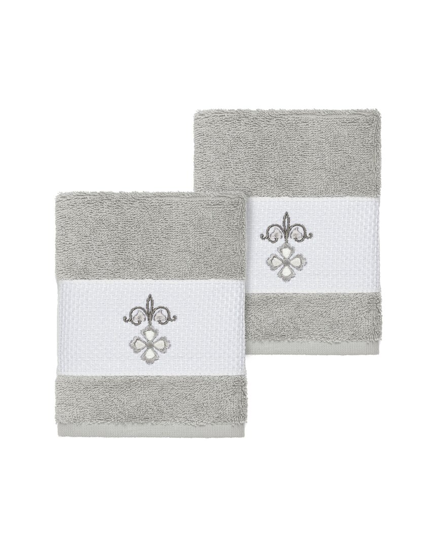 Linum Home Textiles Quinn Turkish Cotton 2pc Embellished Washcloth Set