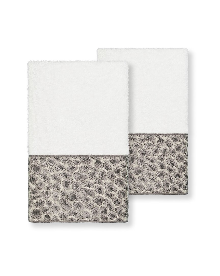 Linum Home Textiles Spots Turkish Cotton 2pc Embellished Hand Towel Set