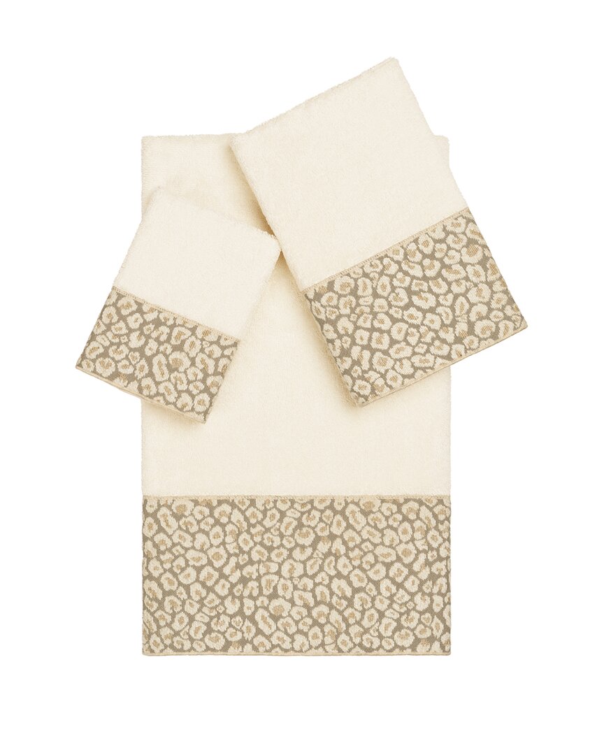 Linum Home Textiles Spots Turkish Cotton 3pc Embellished Towel Set