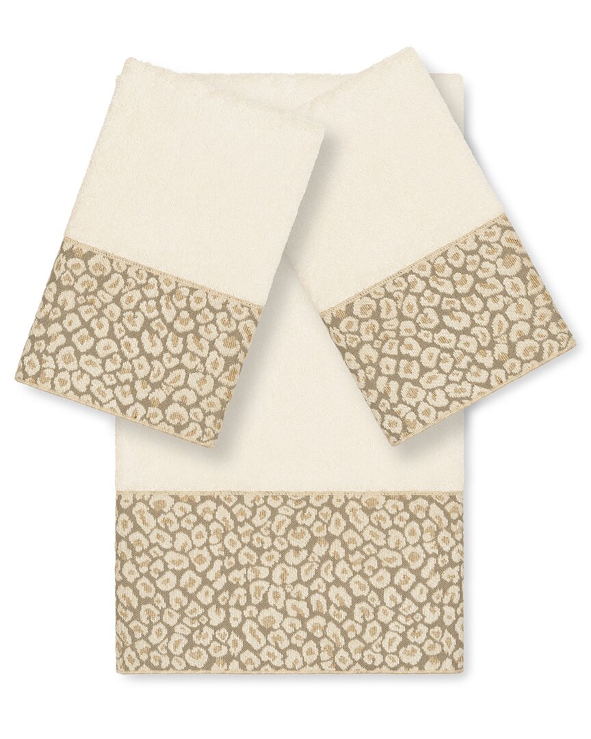 Linum Home Textiles Spots Turkish Cotton 3pc Embellished Towel Set