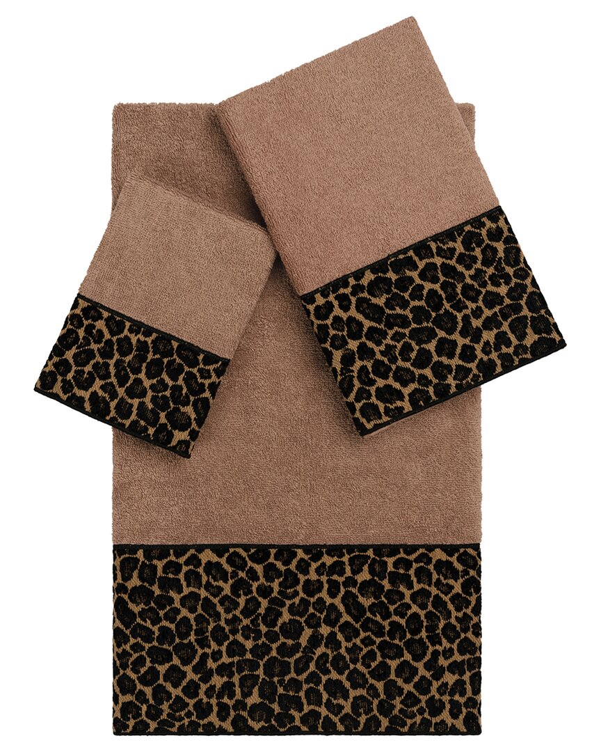 Linum Home Textiles Spots Turkish Cotton 3pc Embellished Towel Set