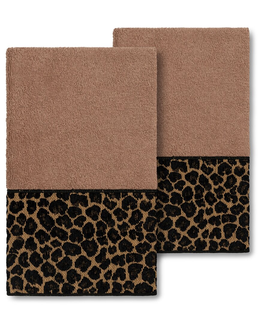 Linum Home Textiles Spots Turkish Cotton 2pc Embellished Hand Towel Set