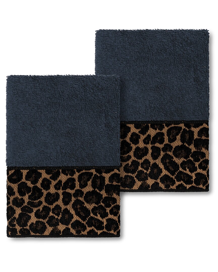 Linum Home Textiles Spots Turkish Cotton 2pc Embellished Washcloth Set