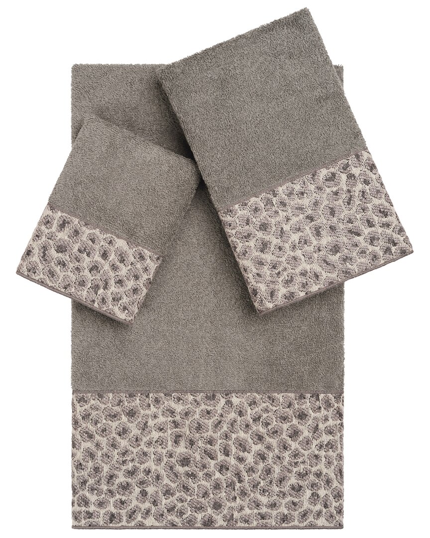 Linum Home Textiles Spots Turkish Cotton 3pc Embellished Towel Set