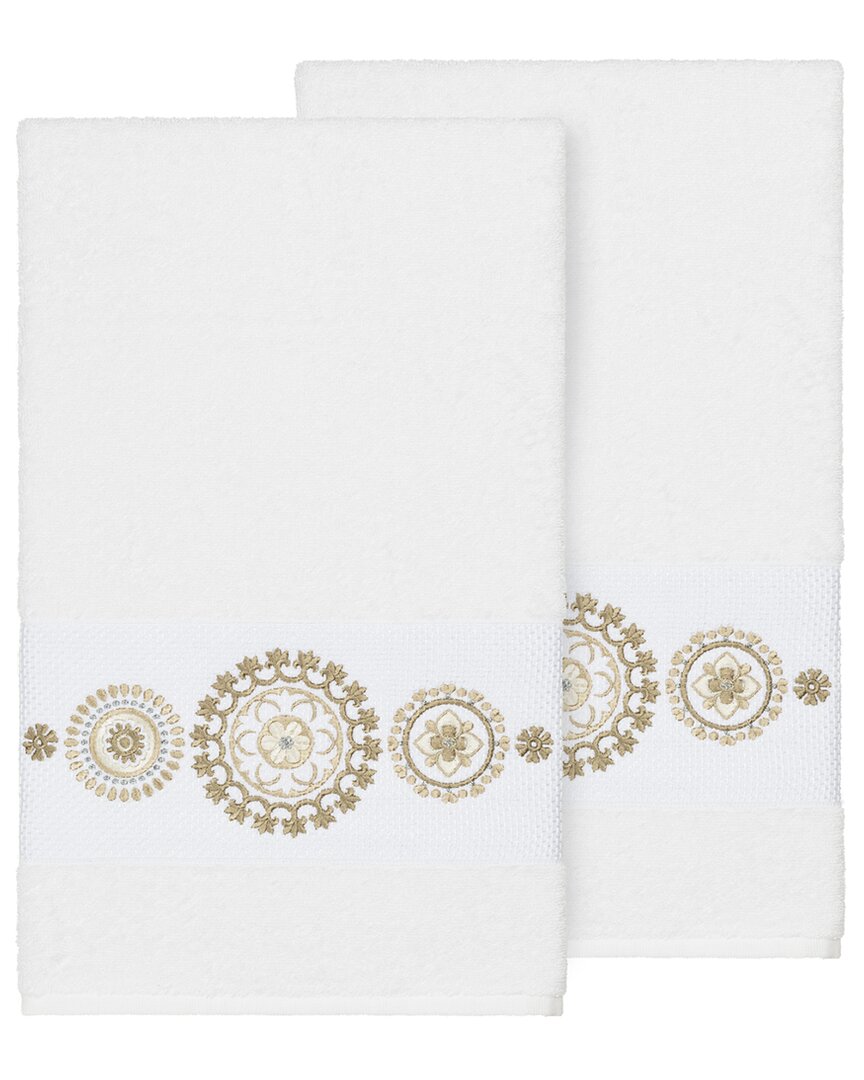 LINUM HOME TEXTILES LINUM HOME TEXTILES ISABELLE TURKISH COTTON 2PC EMBELLISHED BATH TOWEL SET