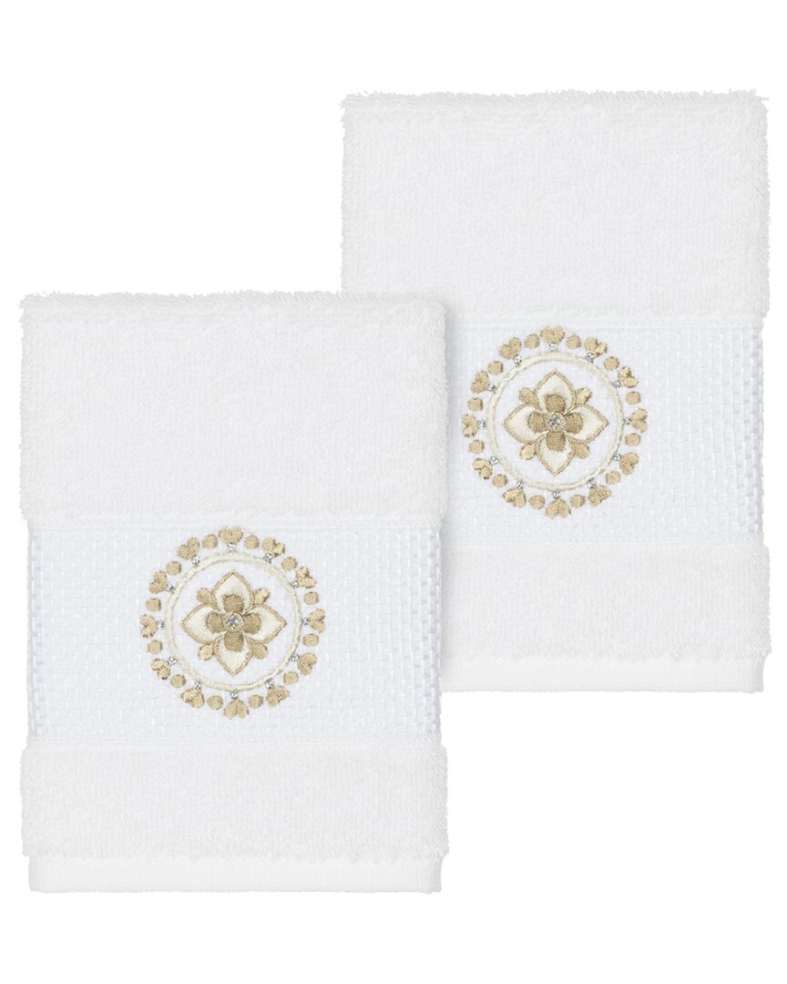 Linum Home Textiles Isabelle Turkish Cotton 2pc Embellished Washcloth Set