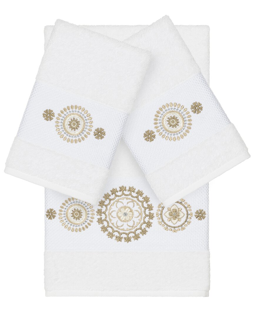 Linum Home Textiles Isabelle Turkish Cotton 3pc Embellished Towel Set