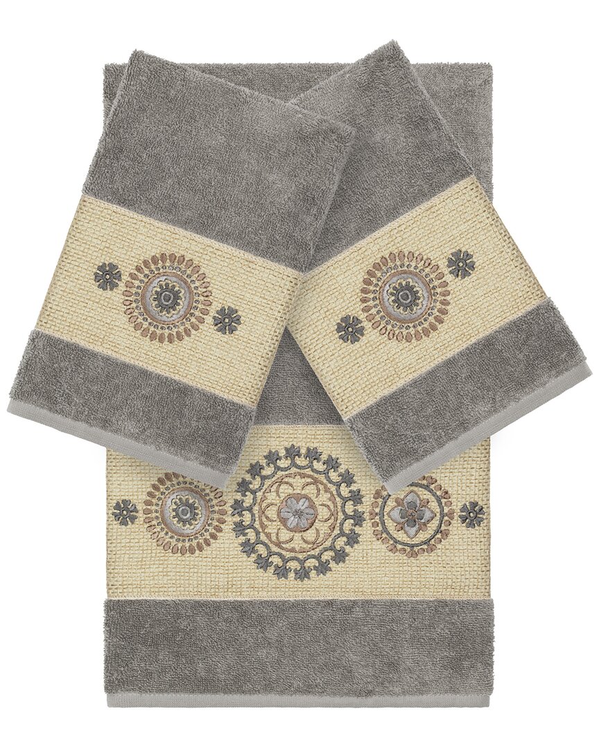 Linum Home Textiles Isabelle Turkish Cotton 3pc Embellished Towel Set