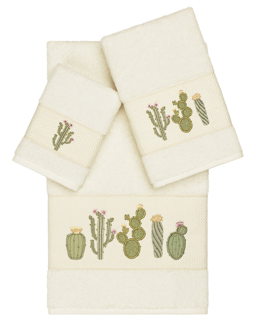 Linum Home Textiles Mila Turkish Cotton 3pc Embellished Towel Set