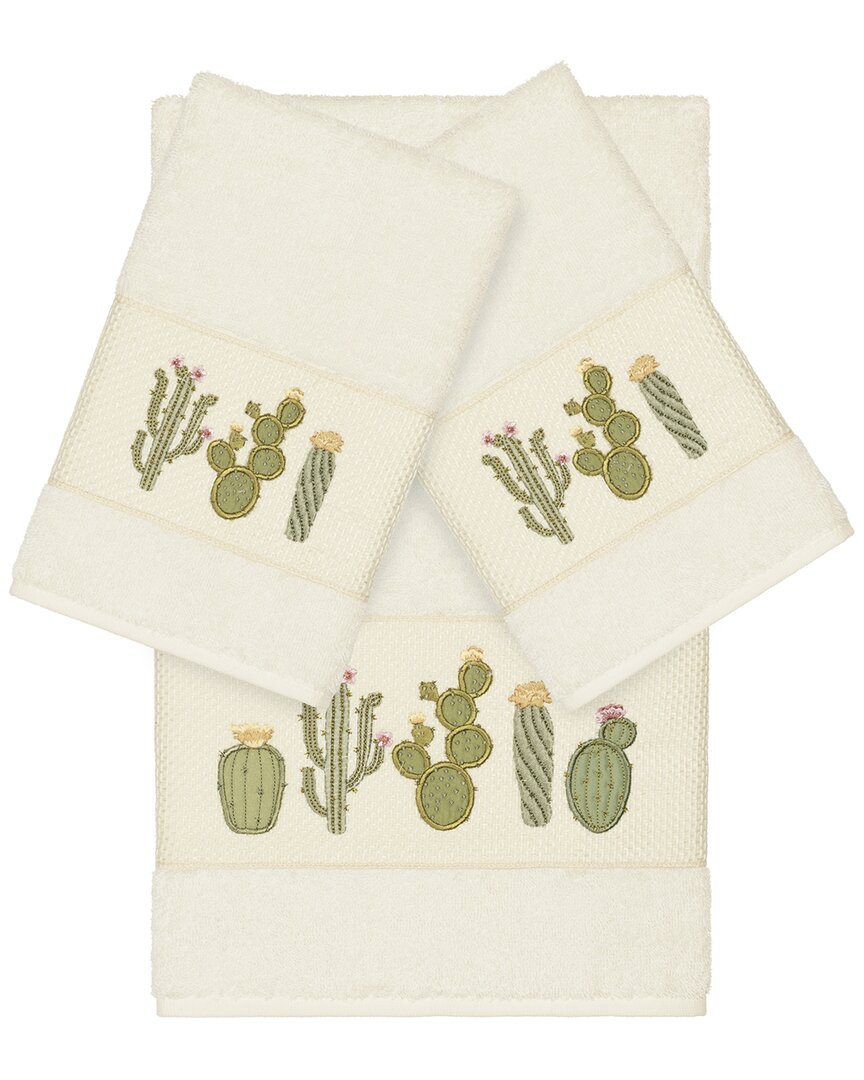 Linum Home Textiles Mila Turkish Cotton 3pc Embellished Towel Set