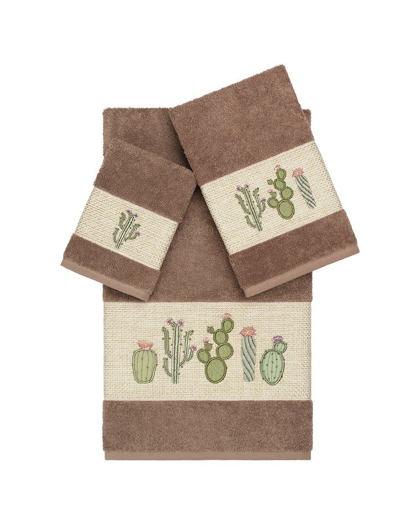 Linum Home Textiles Mila Turkish Cotton 3pc Embellished Towel Set