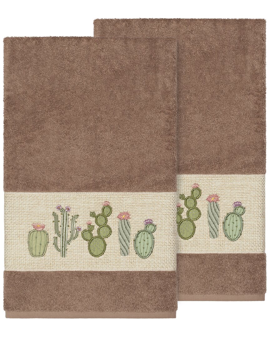 Linum Home Textiles Mila Turkish Cotton 2pc Embellished Bath Towel Set