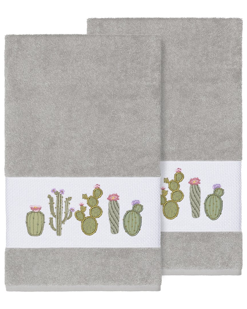 Linum Home Textiles Mila Turkish Cotton 2pc Embellished Bath Towel Set