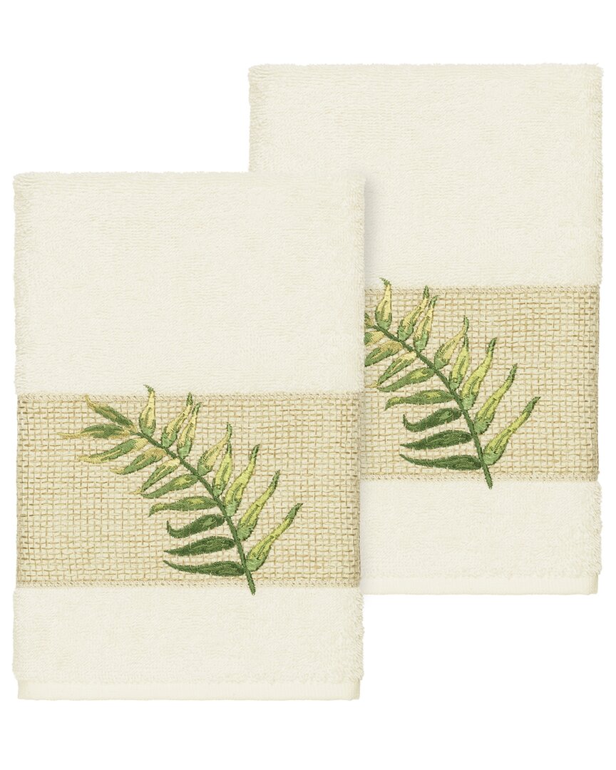 Linum Home Textiles Zoe Turkish Cotton 2pc Embellished Hand Towel Set