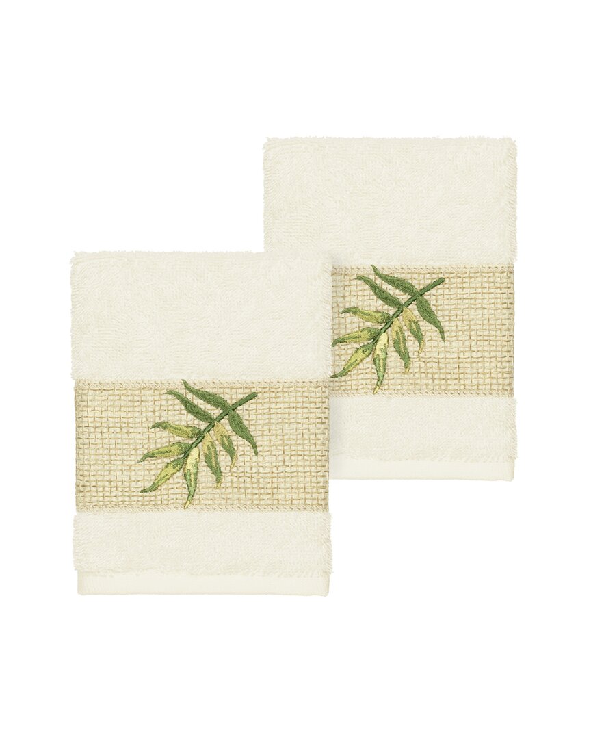 Linum Home Textiles Zoe Turkish Cotton 2pc Embellished Washcloth Set