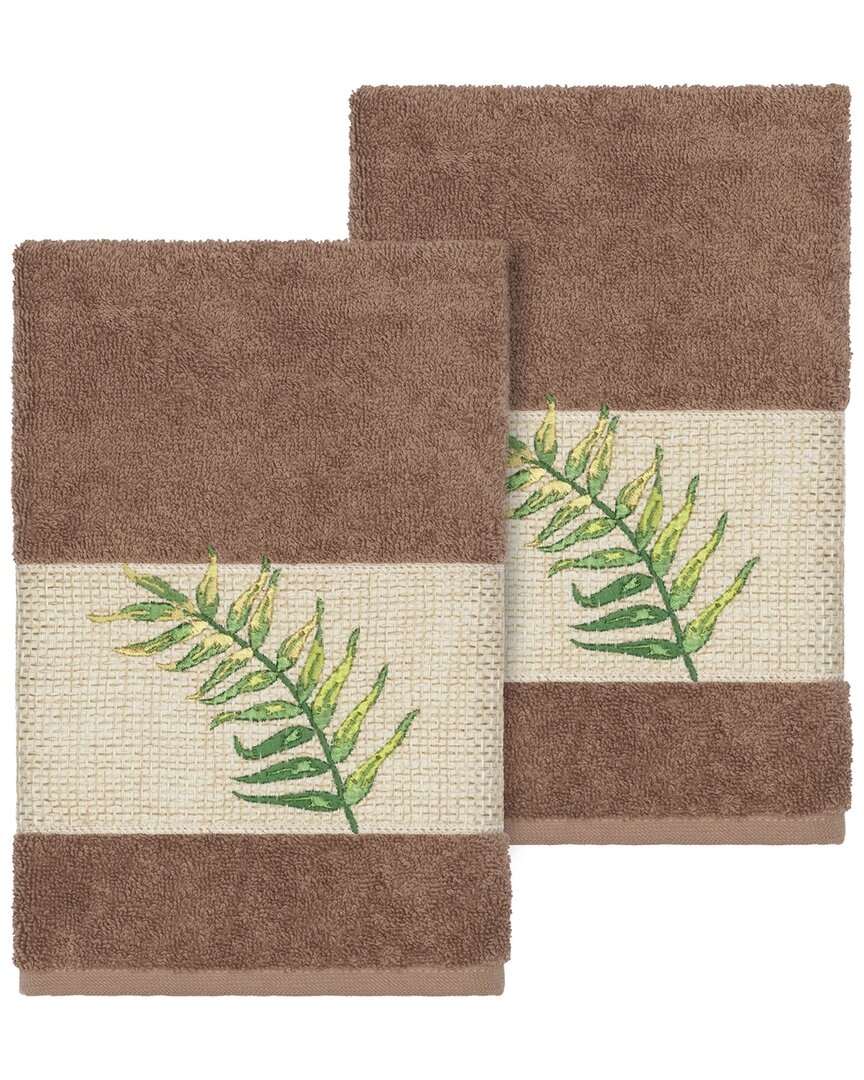 Linum Home Textiles Zoe Turkish Cotton 2pc Embellished Hand Towel Set