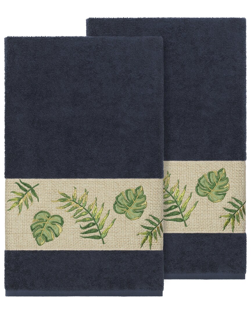 Linum Home Textiles Zoe Turkish Cotton 2pc Embellished Bath Towel Set