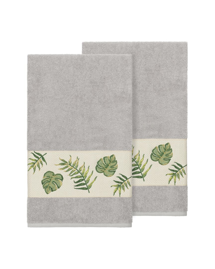 Linum Home Textiles Zoe Turkish Cotton 2pc Embellished Bath Towel Set