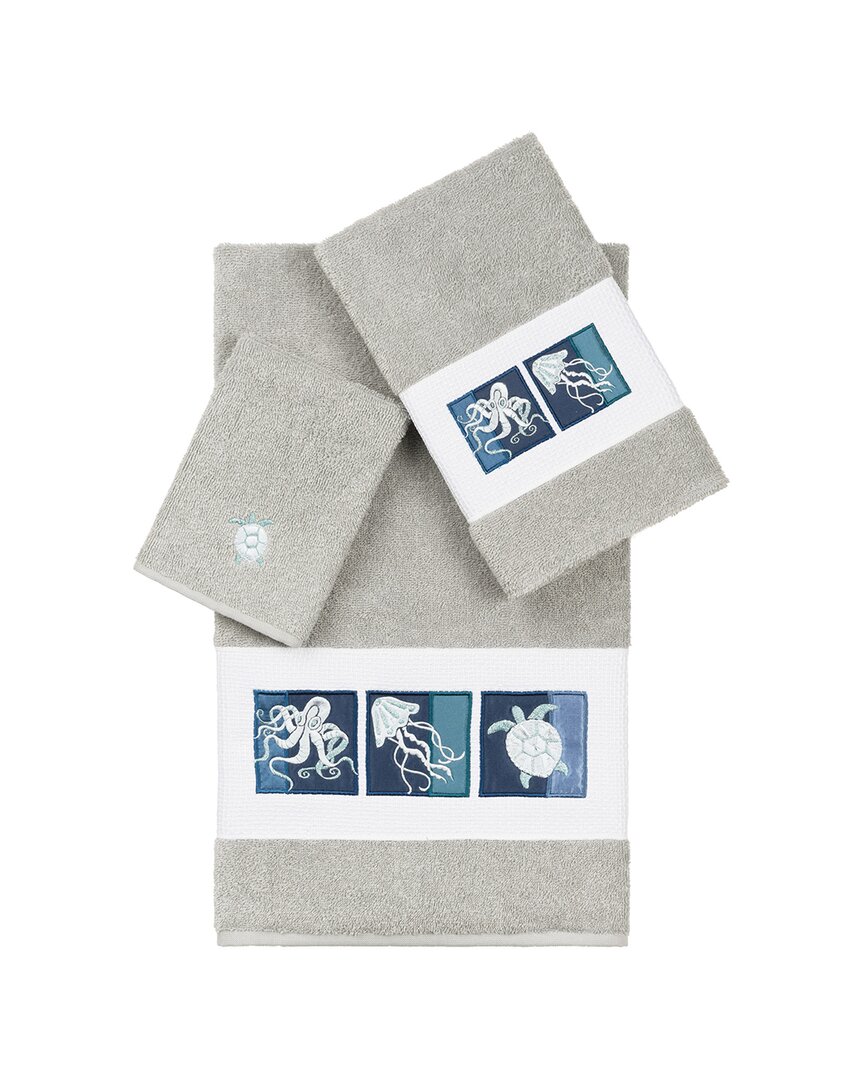 Linum Home Textiles Ava Turkish Cotton 3pc Embellished Towel Set