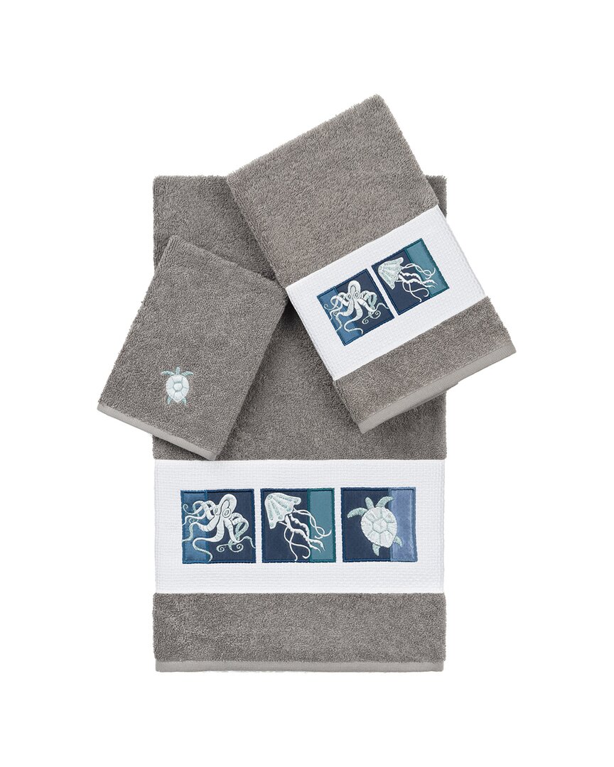 Linum Home Textiles Ava Turkish Cotton 3pc Embellished Towel Set