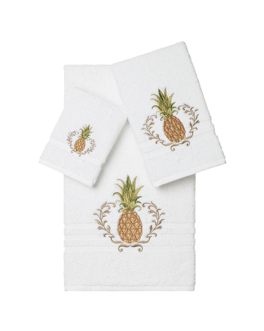 Linum Home Textiles Welcome Turkish Cotton 3pc Embellished Towel Set