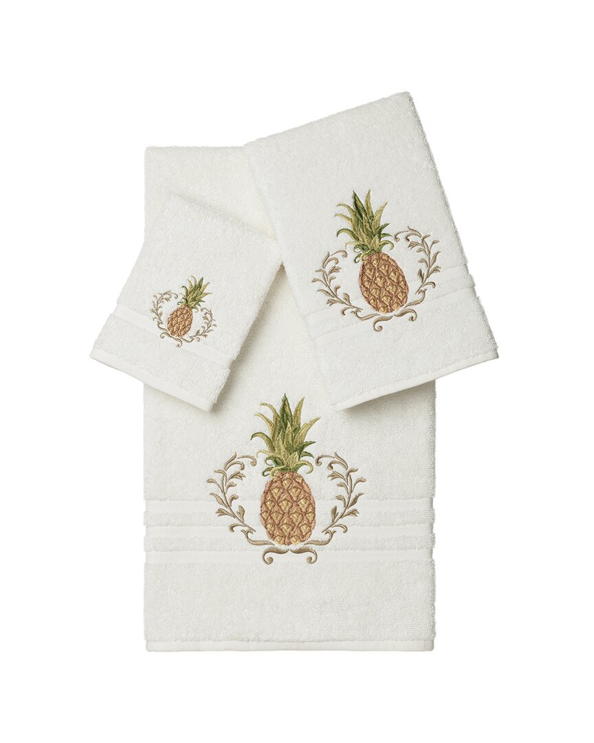 Linum Home Textiles Welcome Turkish Cotton 3pc Embellished Towel Set