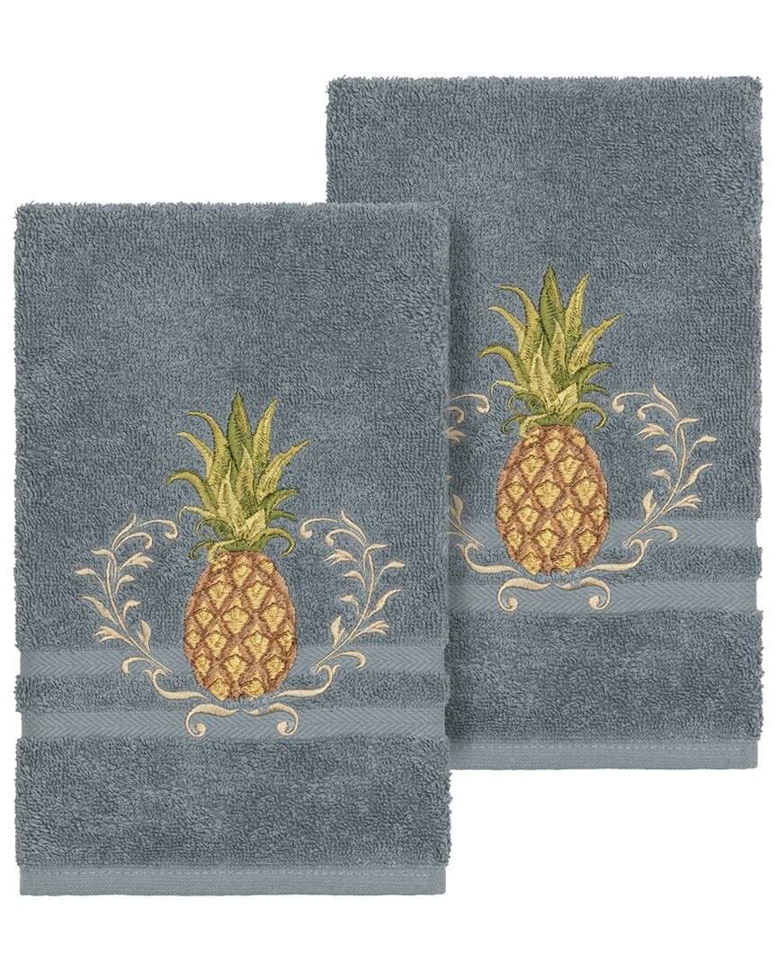 Linum Home Textiles Welcome Turkish Cotton 2pc Embellished Hand Towel Set