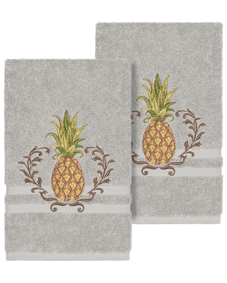 Linum Home Textiles Welcome Turkish Cotton 2pc Embellished Hand Towel Set