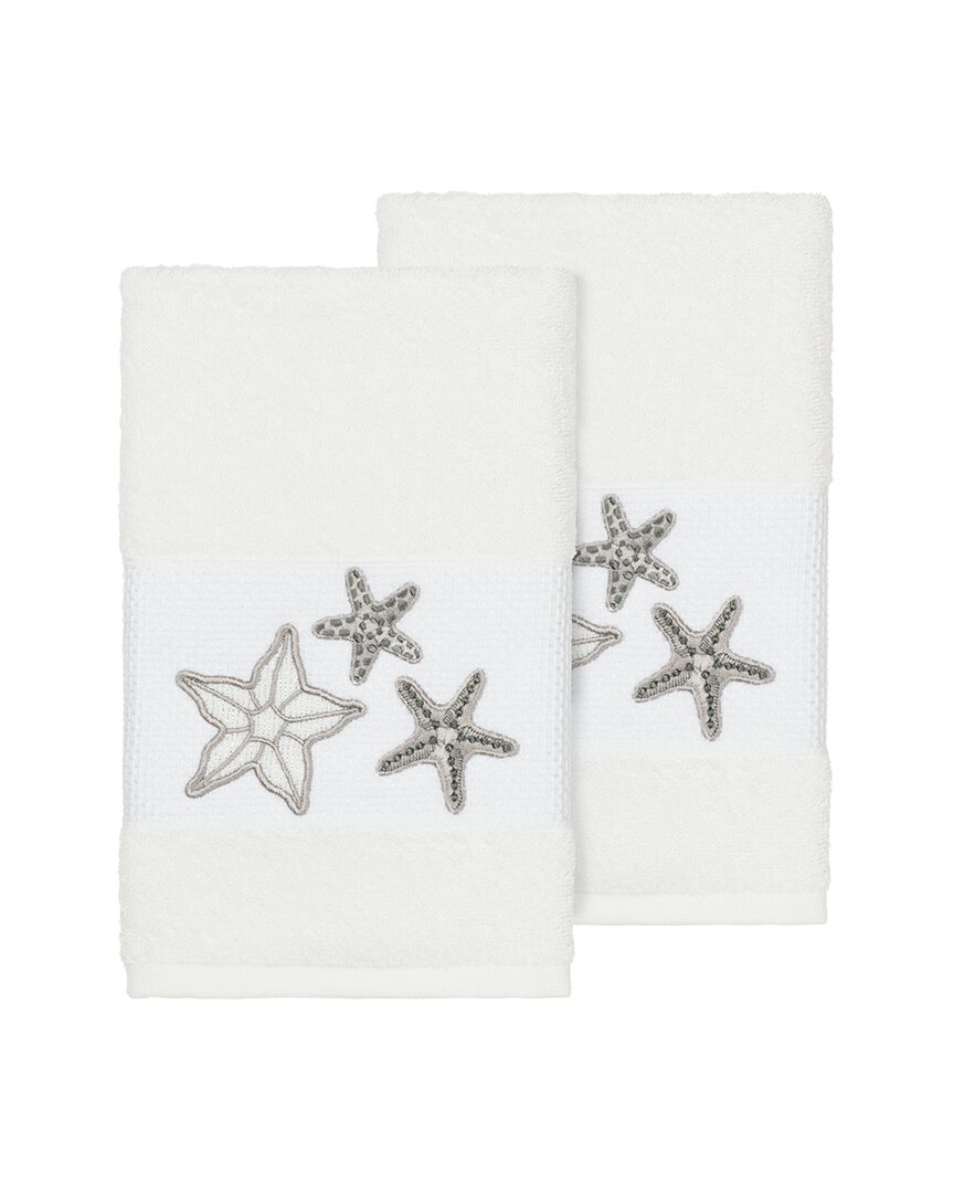 Linum Home Textiles Lydia Turkish Cotton 2pc Embellished Hand Towel Set
