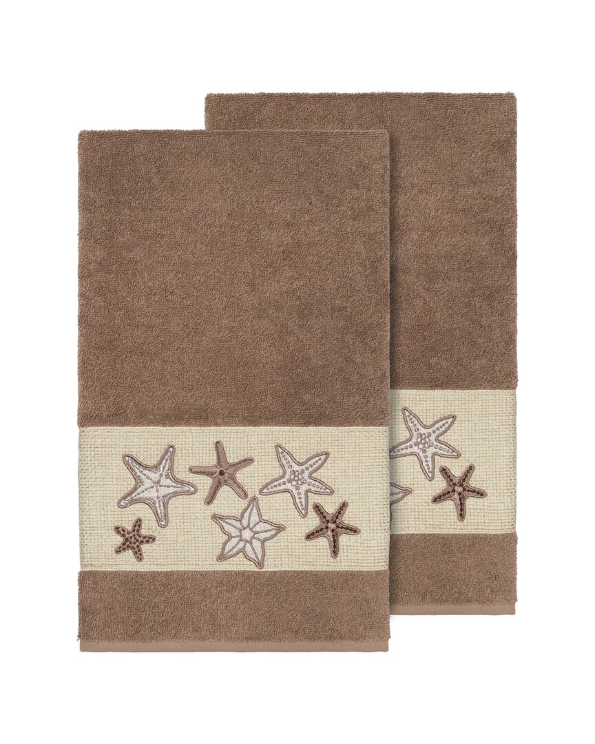 Linum Home Textiles Lydia Turkish Cotton 2pc Embellished Bath Towel Set