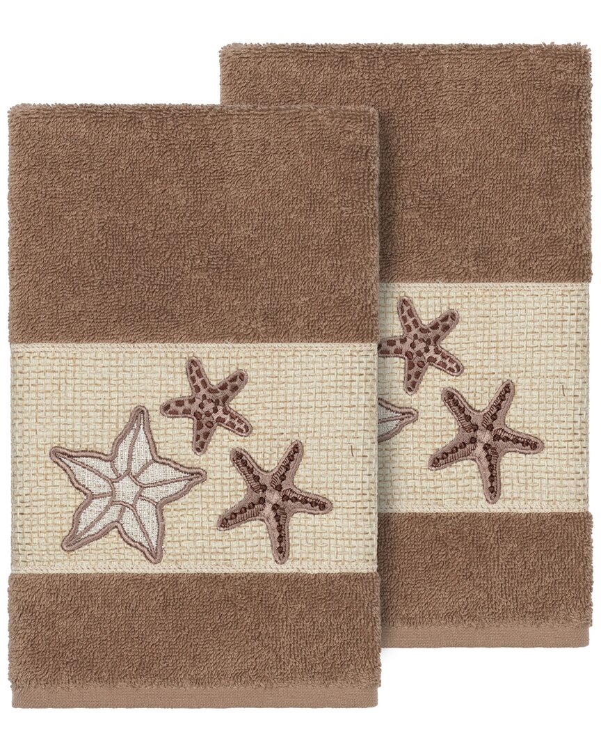 Linum Home Textiles Lydia Turkish Cotton 2pc Embellished Hand Towel Set