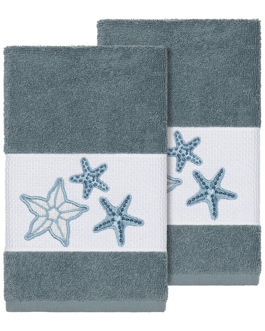 Linum Home Textiles Lydia Turkish Cotton 2pc Embellished Hand Towel Set