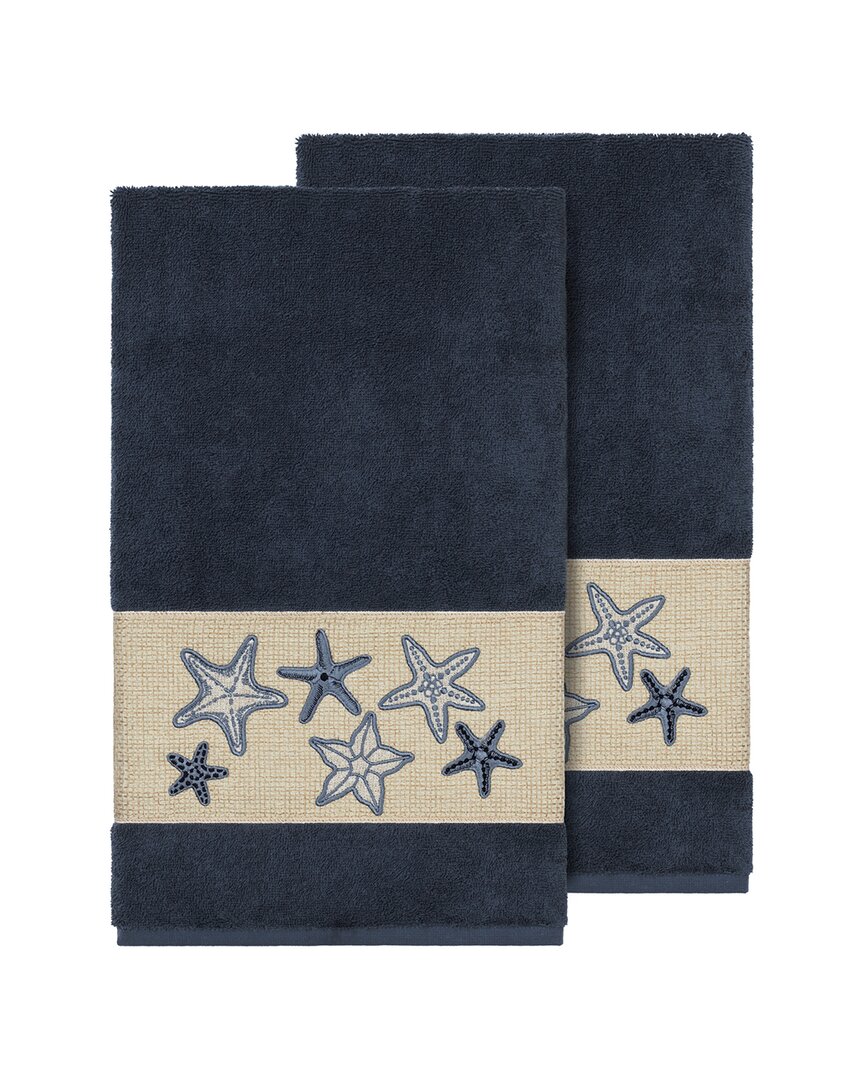 Linum Home Textiles Lydia Turkish Cotton 2pc Embellished Bath Towel Set