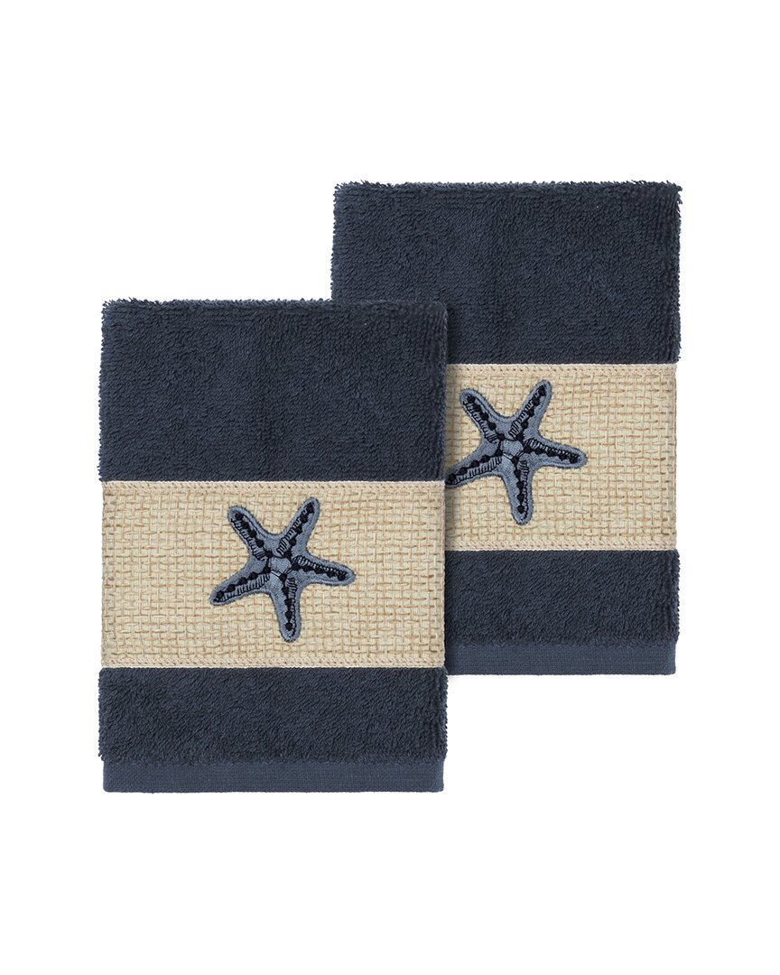 Linum Home Textiles Lydia Turkish Cotton 2pc Embellished Washcloth Set