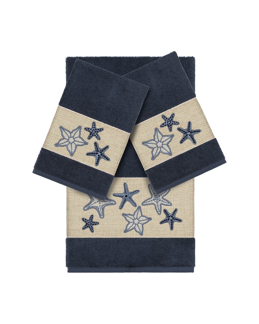 Linum Home Textiles Lydia Turkish Cotton 3pc Embellished Towel Set