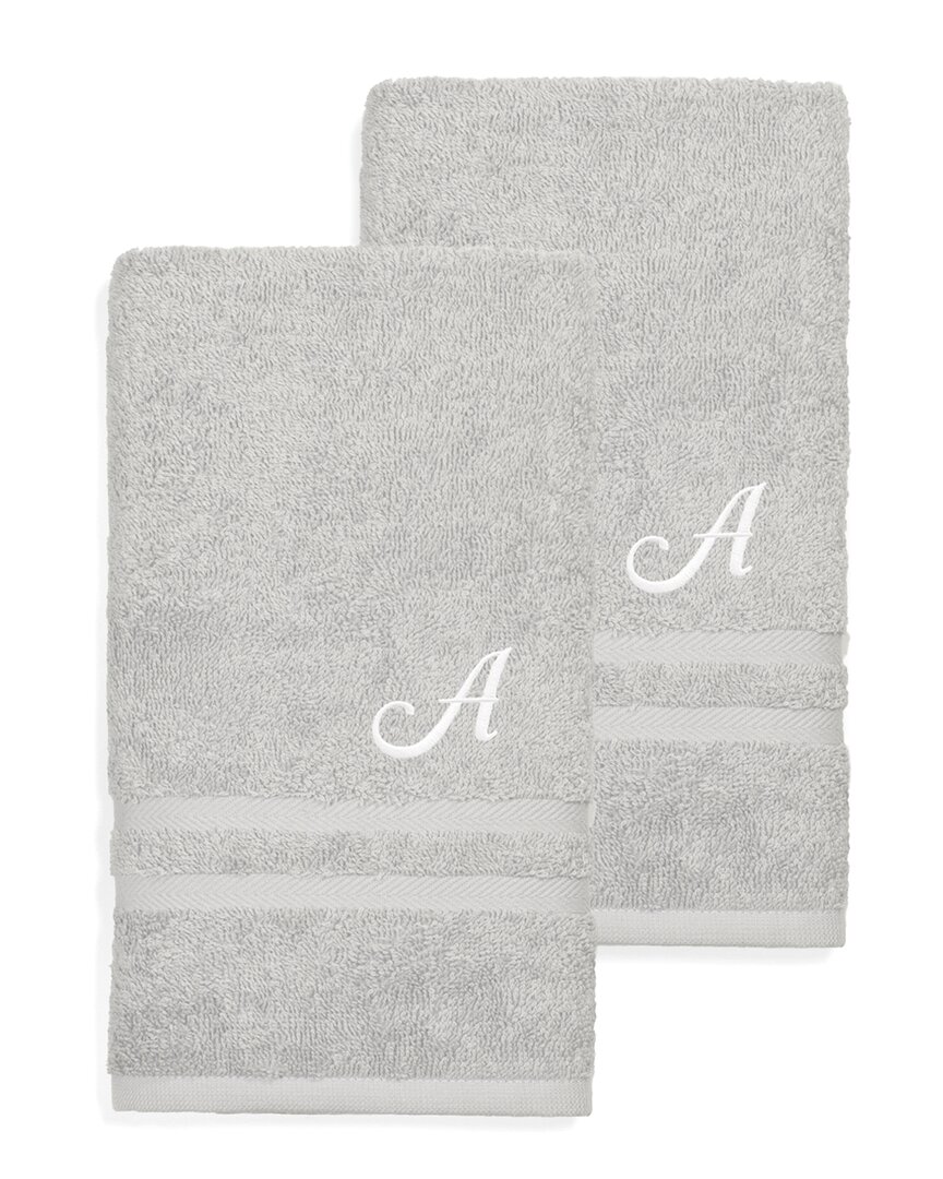 LINUM HOME TEXTILES LINUM HOME TEXTILES MONOGRAM TURKISH COTTON 2PC DENZI HAND TOWEL SET (A-Z)